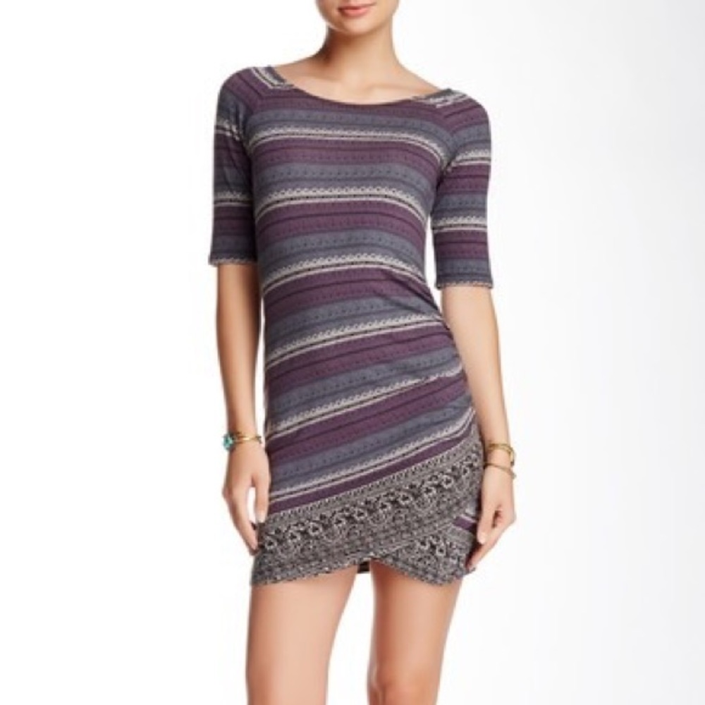 Free people bodycon border print dress